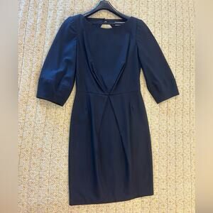Trina Turk Black Wool Fitted LBD w Open Back